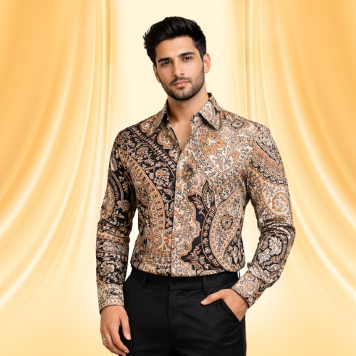 Black Textured Designer Shirt