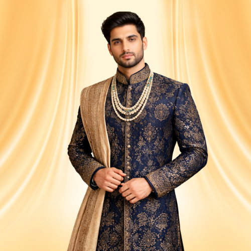 Maroon Embroidered Sherwani
