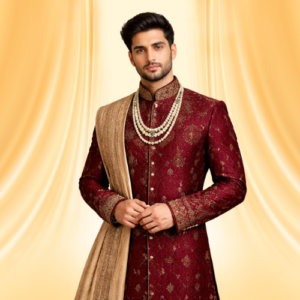 Maroon Embroidered Sherwani