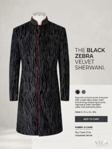 BLACK VALVET SHERWANI