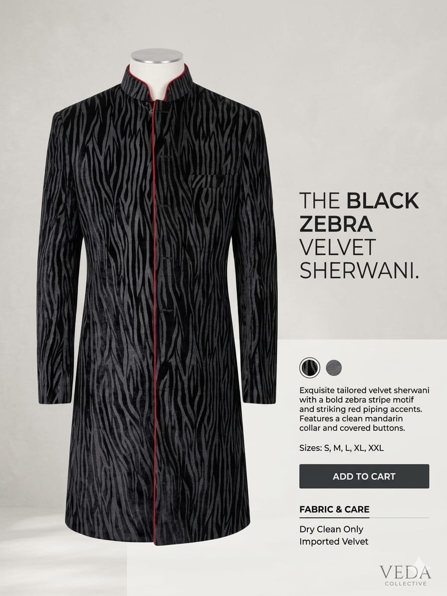 BLACK VALVET SHERWANI