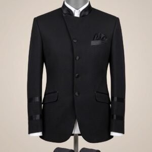 MIDNIGHT  NOIR ASYMMETRIC BANDHGALA JACKET